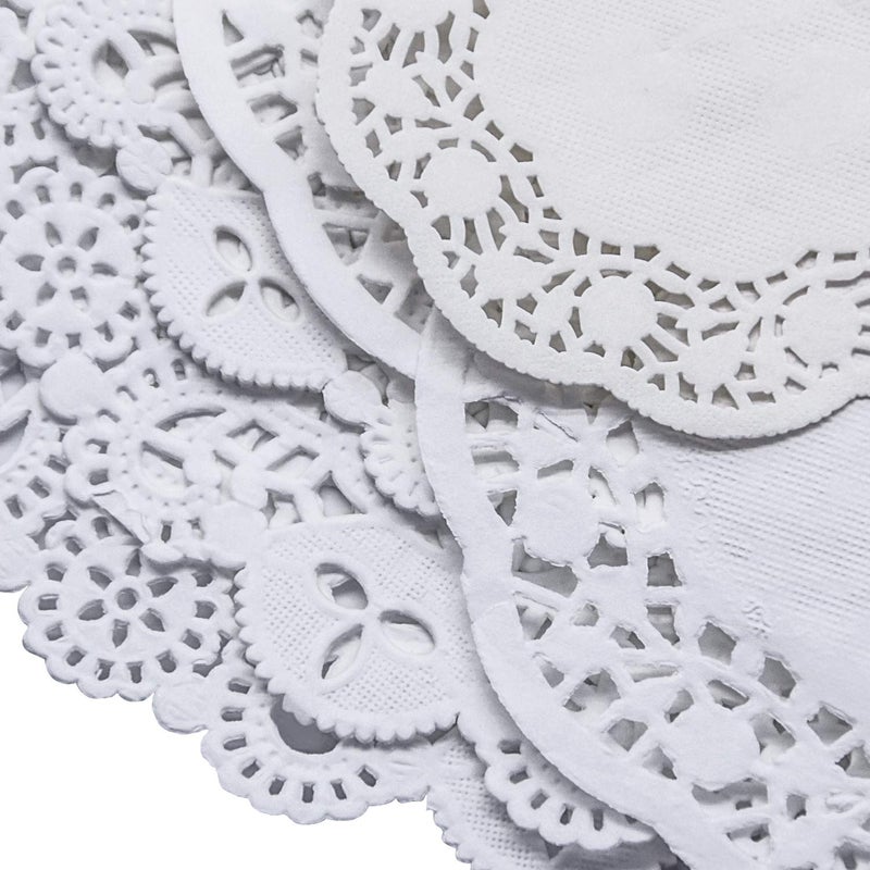 ZOENHOU 600 PCS Round Paper Doilies, 3.5, 4.5, 5.5, 6.5, 7.5, 8.5 Inch Lace Doily Paper, Bulk Round Decorative Paper Placemats for Desserts, Cakes - Image 3